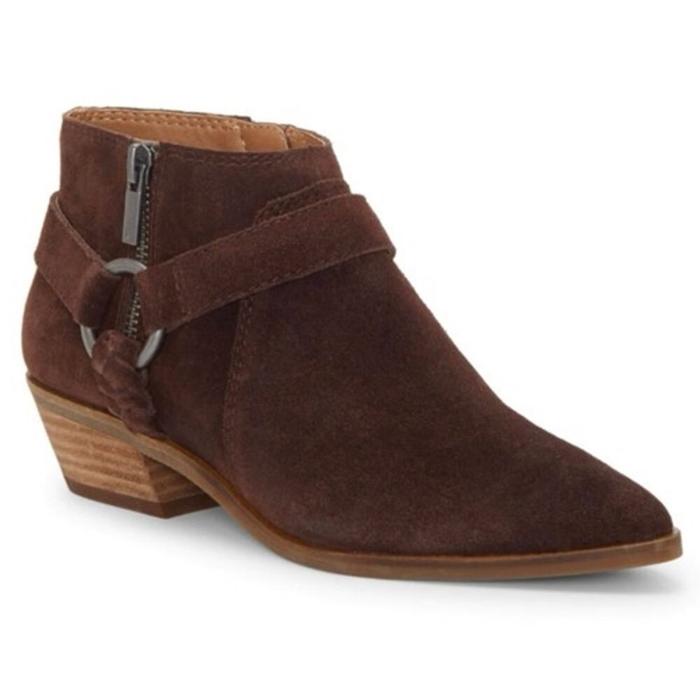 Lucky Brand Western Enitha Brown Suede Pointed Toe Ankle Boots size 7